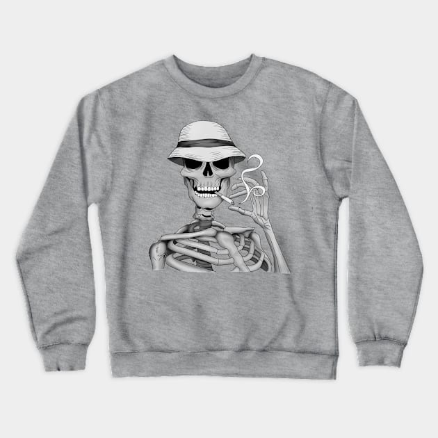 Funny skeleton skull with cigarette van gogh inspired Crewneck Sweatshirt by AwesomePrintableArt